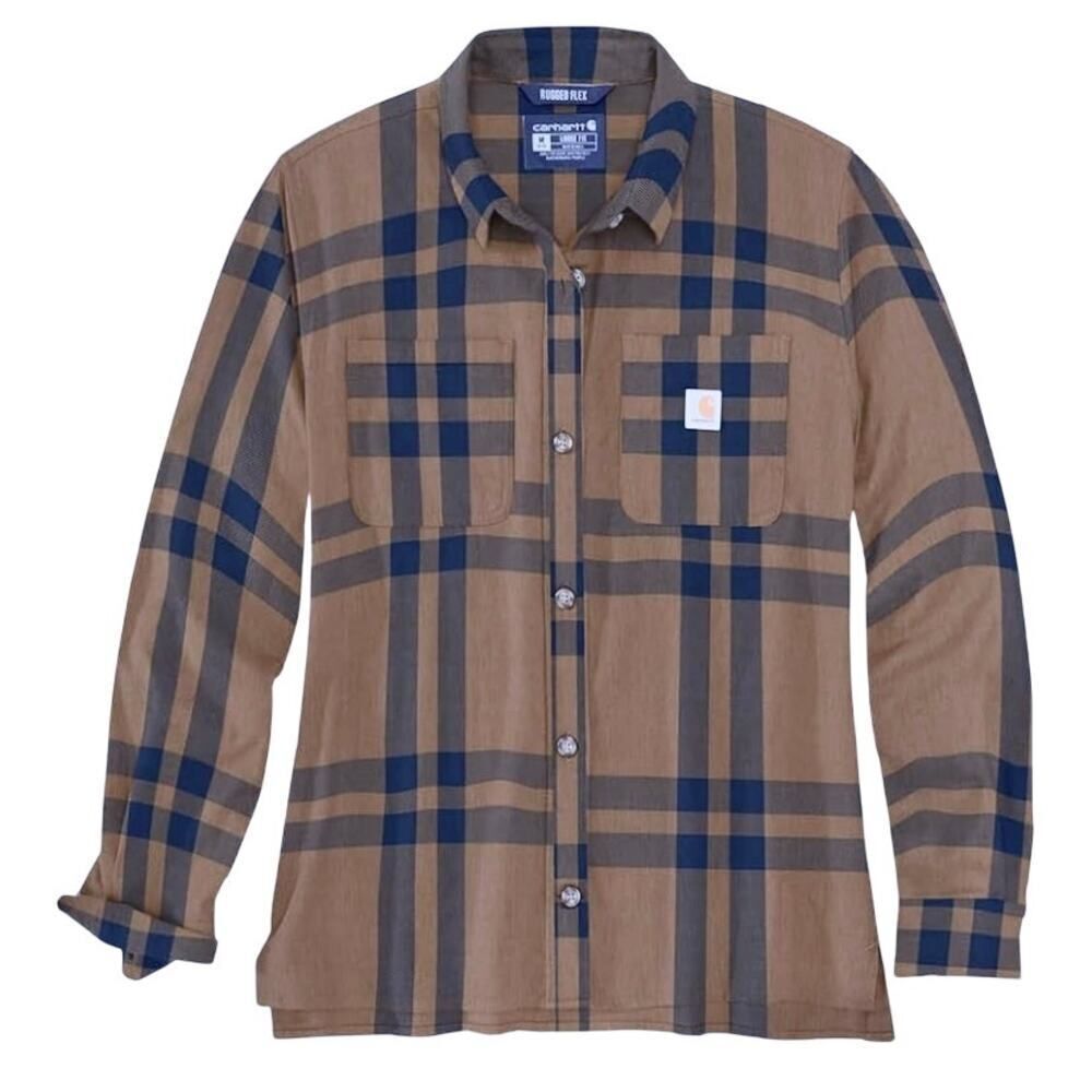 Carhartt Women's  Brown Black Plaid Loose Fit Midweight Flannel Shirt Sz 1X